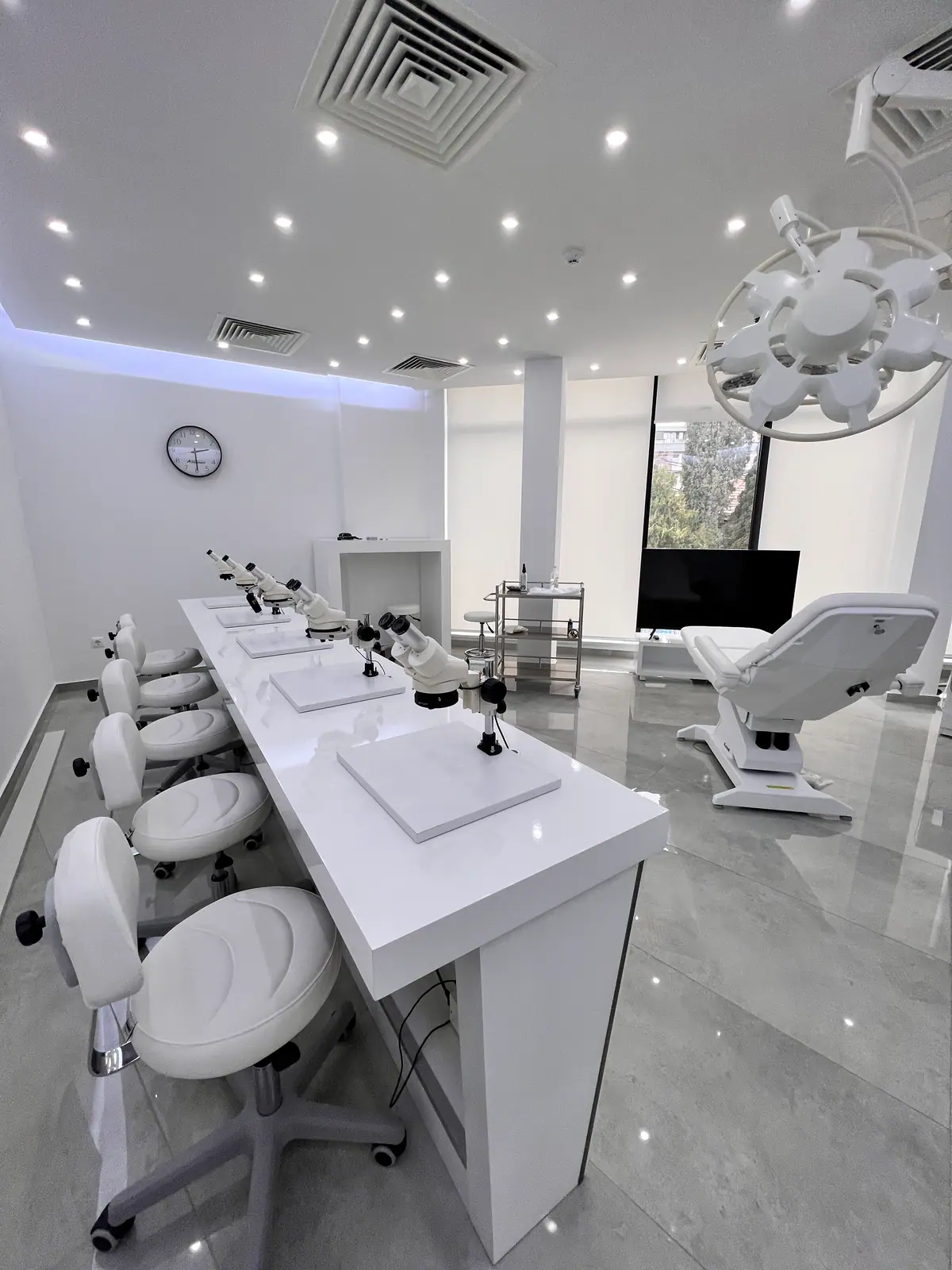 Bright microscope and surgery room with natural light