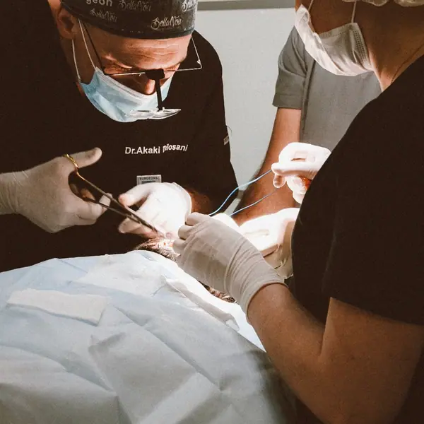 Dr. Tsilosani and a trainee creating recipient sites and implanting grafts